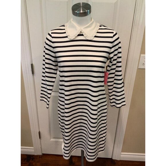 Kate Spade Navy Blue & White French Cream Striped Collared Dress, Size XS, NWT! - Picture 1 of 8